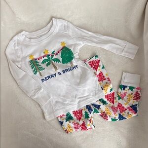 Old Navy Toddler Pajama Set - White with Multicolor Trees